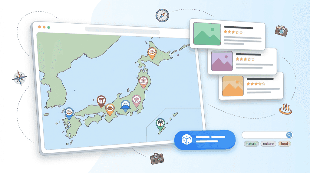 荒川祥輝のプロジェクト: 旅行目的地レコメンドWebアプリ